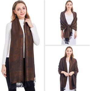 Two Tone Paisley Pashmina Shawl Wrap Scarf Women's Soft Jacquard Scarves